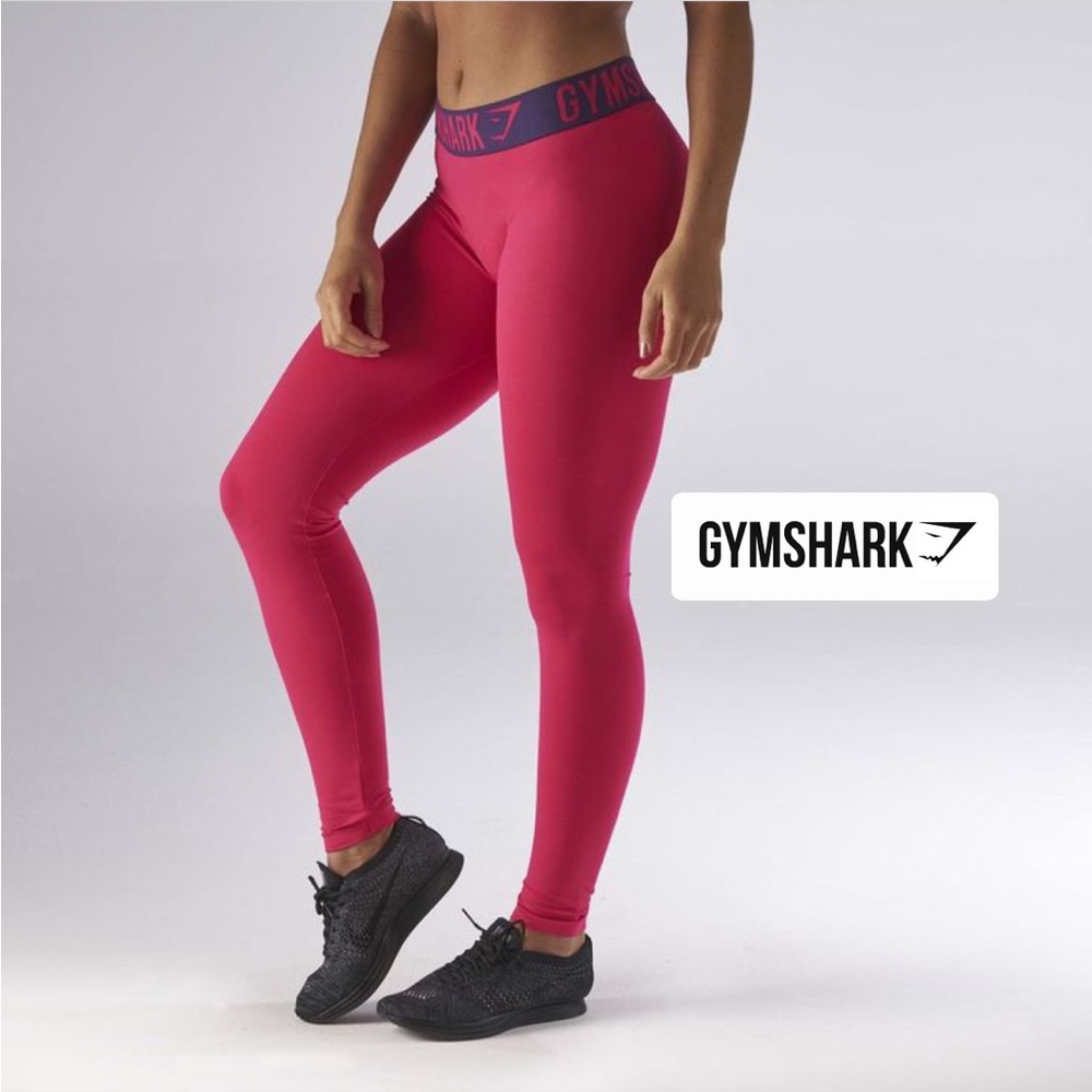 Gymshark Flex Leggings - Hot Pink with Dark Purple band - Size XS